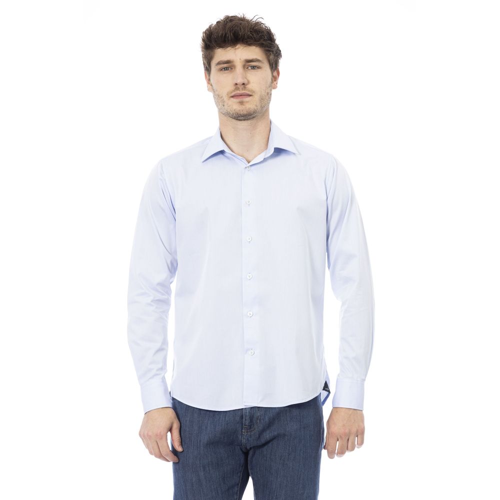 Camicia da uomo in cotone azzurro