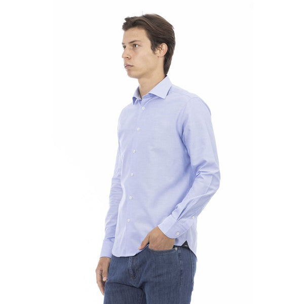 Camicia da uomo in cotone azzurro