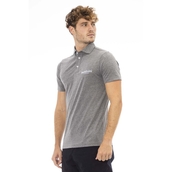 Gray Cotton Men Polo Shirt