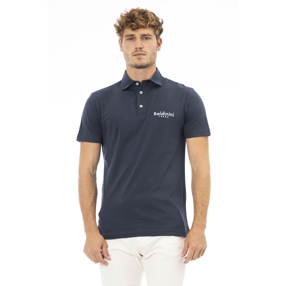 Blue Cotton Men Polo Shirt