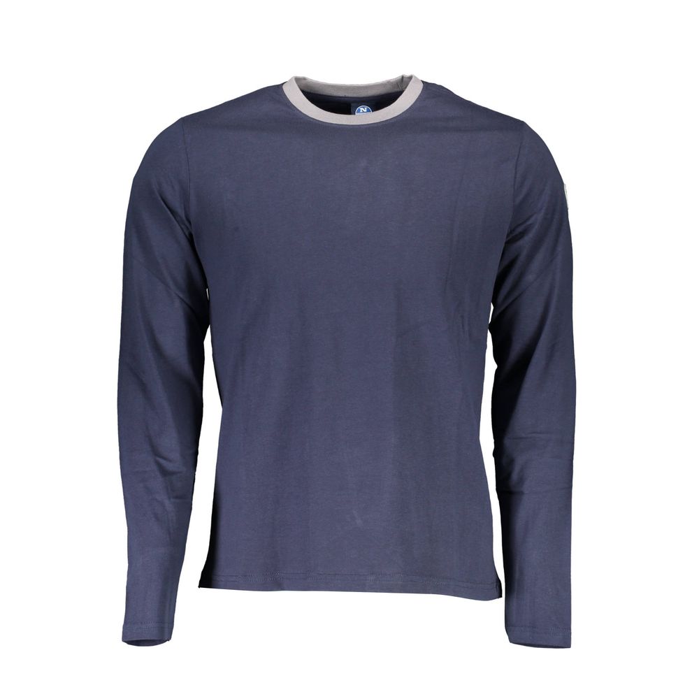 Chic Blue Contrast Detail Long Sleeve Tee