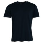 Dark Blue Cotton Round Neck Short Sleeves T-shirt