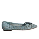 Blu Lace Crystal Ballet Flats Loafers Shoes