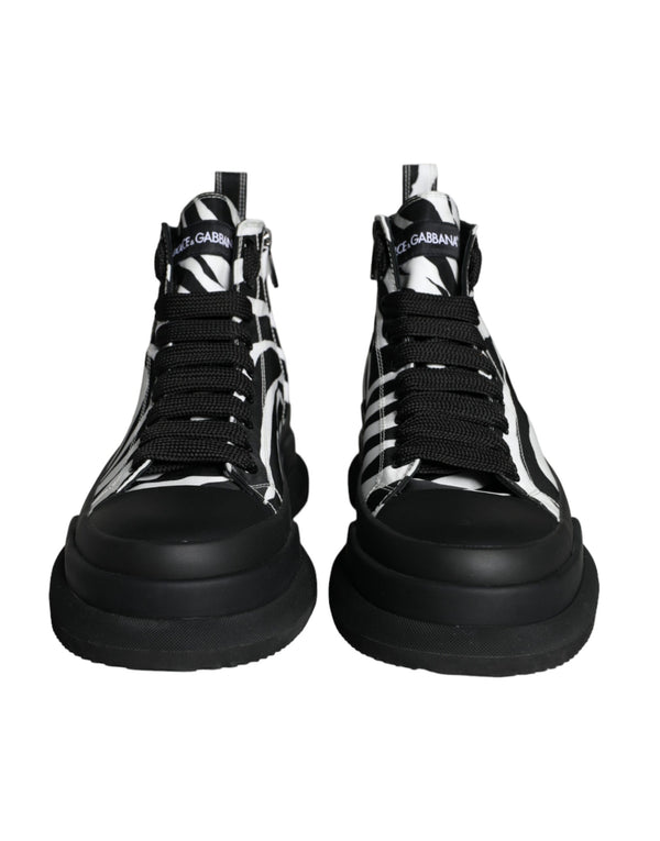 Nero Bianco Zebra High Top Uomo Scarpe Sneaker