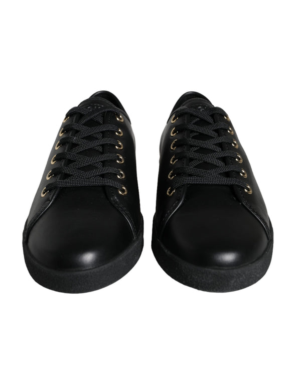 Black Gold Leather Classic Sneakers Shoes