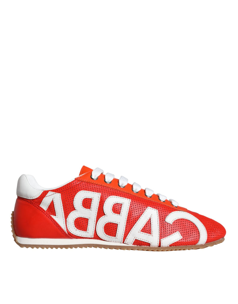 Scarpe da ginnastica casual in pelle rossa e bianca con logo