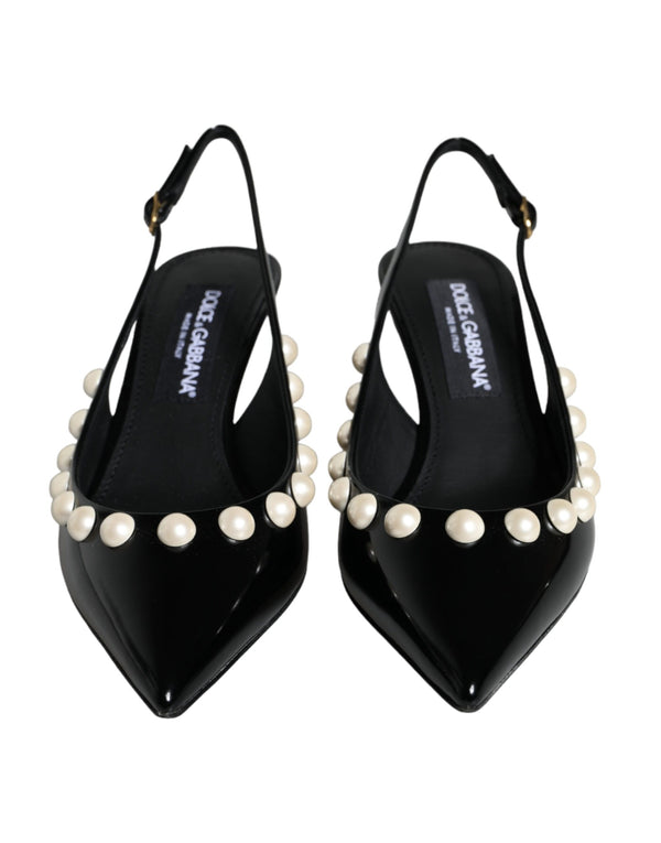 Scarpe Slingback con tacco in finta pelle nera