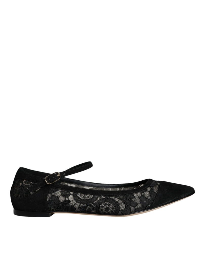 Nero Taormina Pizzo Bellucci Flats Scarpe