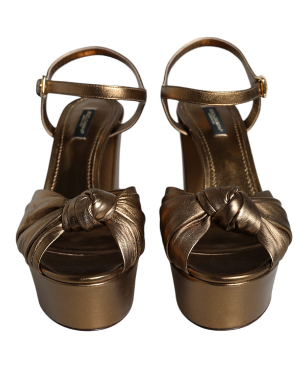 Gold Leather Platform Keira Sandals Shoes