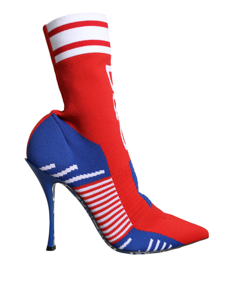 Rosso Blu Stretch Sock Style Ankle Boots Scarpe Logo