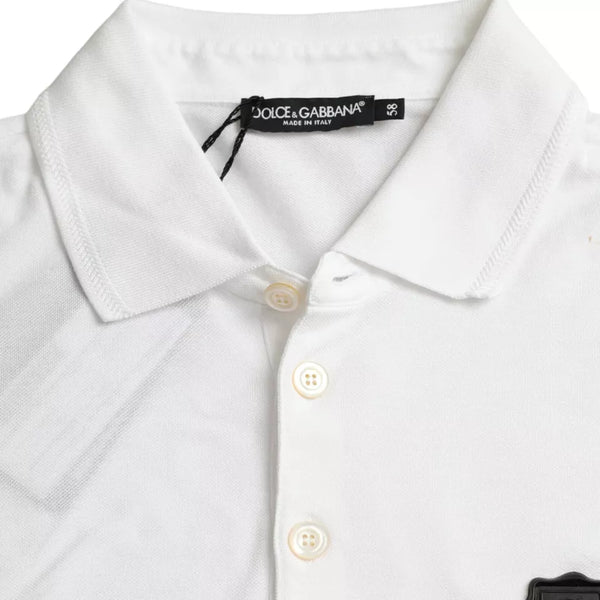 White Logo Collared Short Sleeve T-shirt