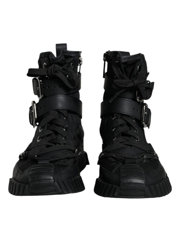 Black Nylon High Top Sorrento Sneakers Shoes