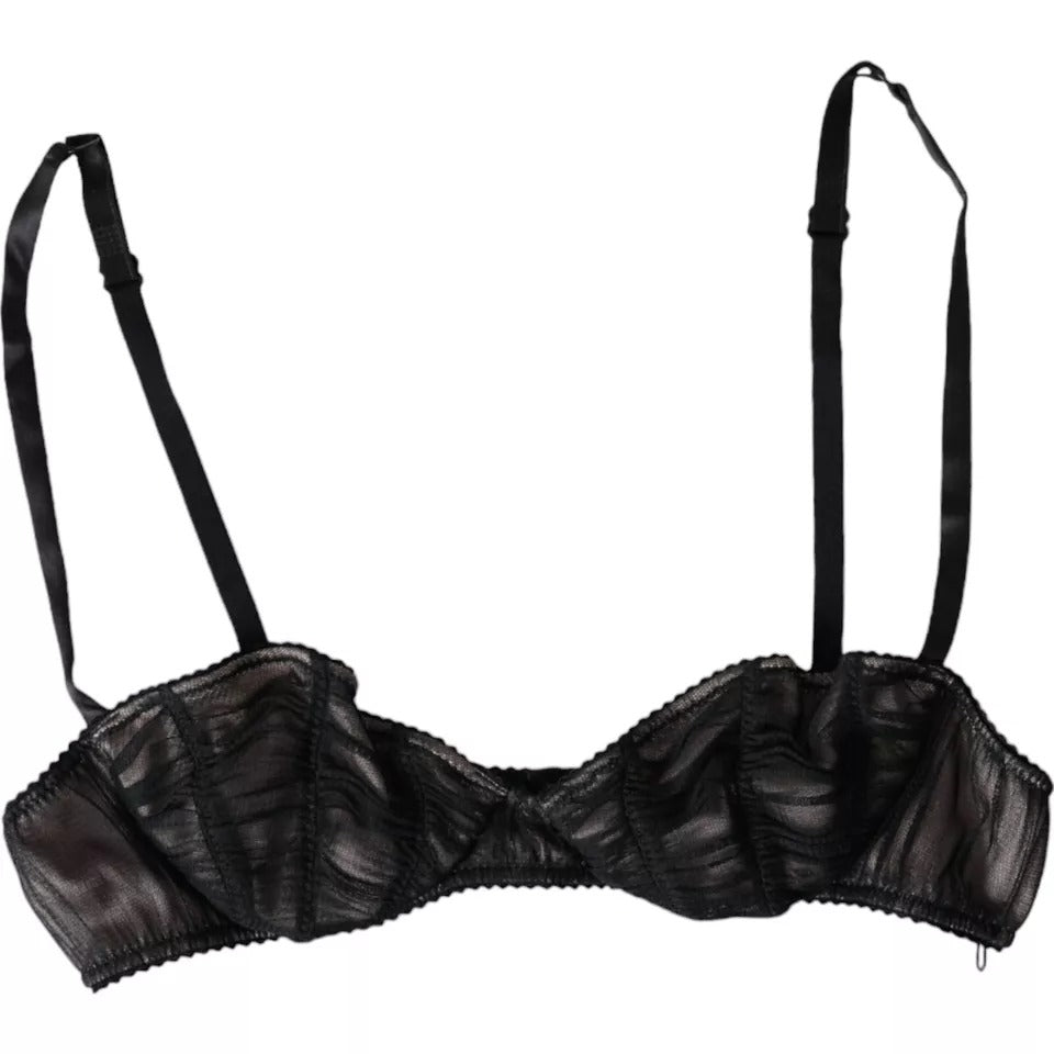 Reggiseno Balconcino Nero Seta Stretch Donna Intimo