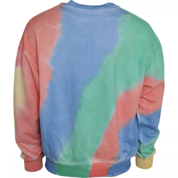 Maglione girocollo in cotone con logo multicolore