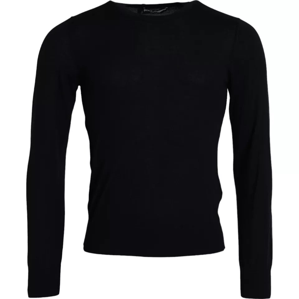 Pullover girocollo in cashmere nero