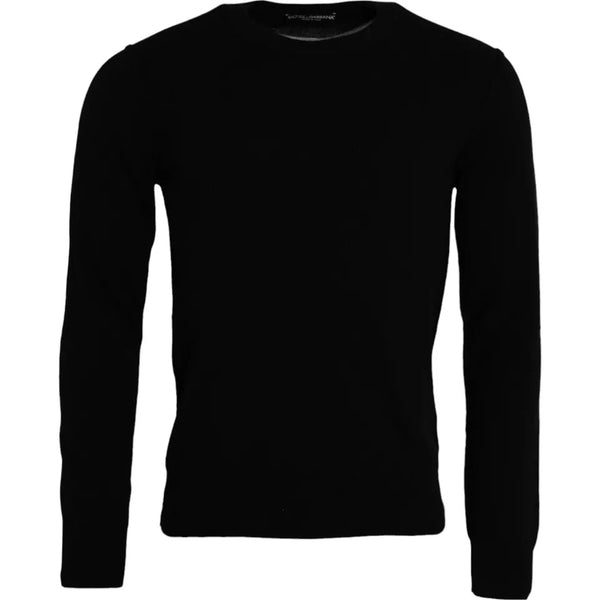 Pullover girocollo in cashmere nero