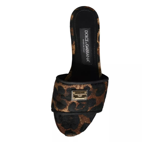 Logo leopardo marrone Scivolate Appartamenti Sandali Scarpe