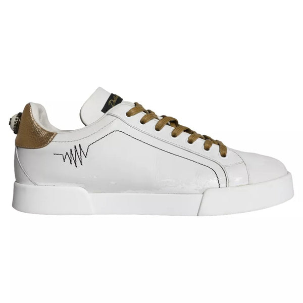 White Leather Portofino Low Top Sneakers Shoes