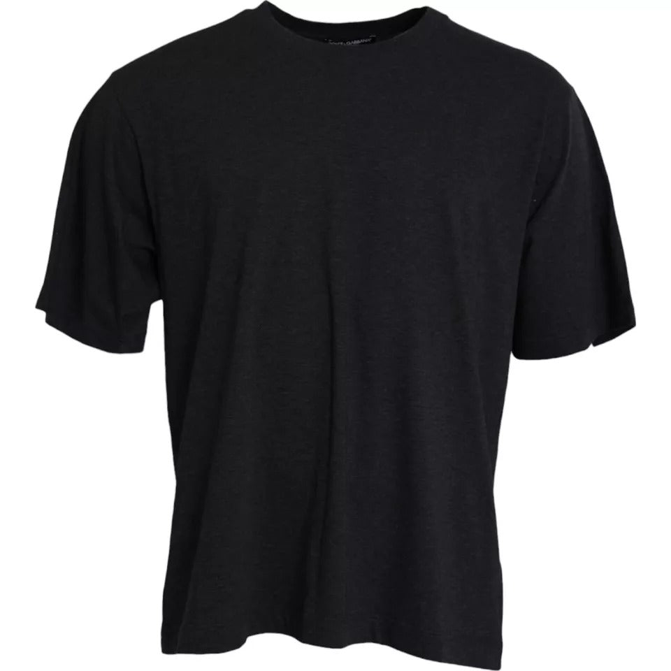 T-shirt girocollo in cotone nero a maniche corte