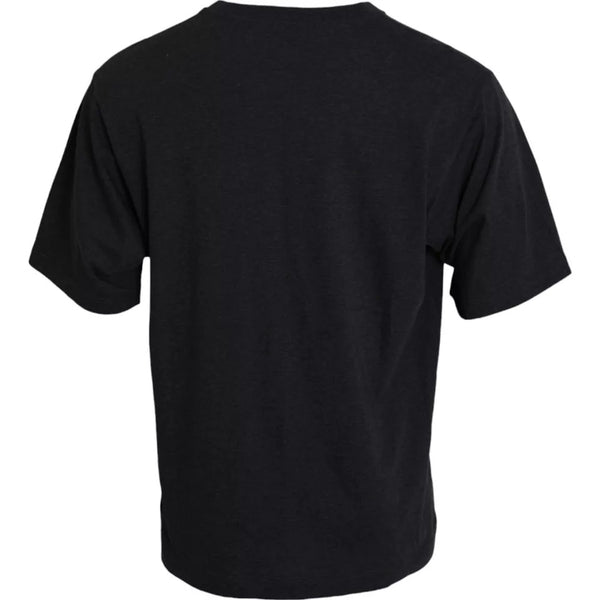 T-shirt girocollo in cotone nero a maniche corte