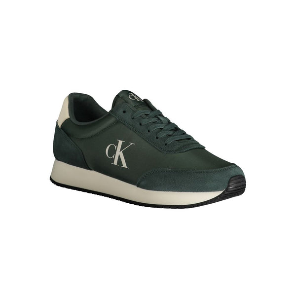 Green Polyester Men Sneaker