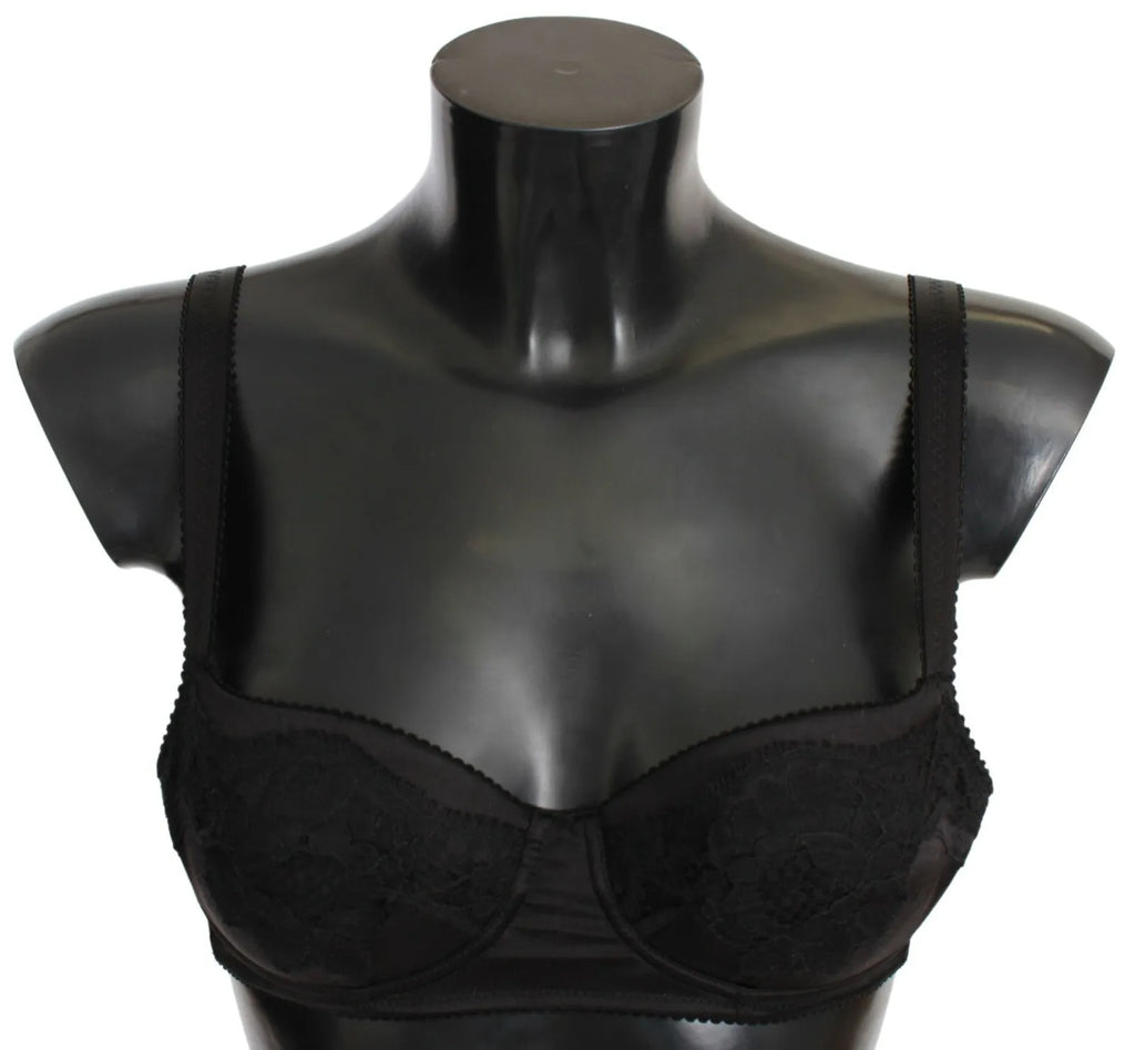 Reggiseno Balconcino in pizzo di seta nero Intimo