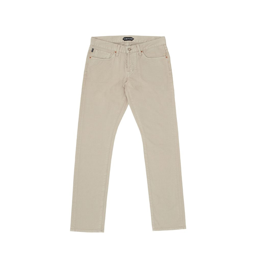 Beige Cotton Jeans & Pant