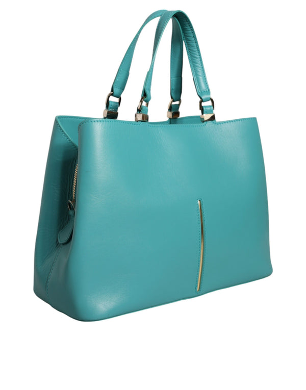 Green Leather Women Shopping Tote Top Handle Bag