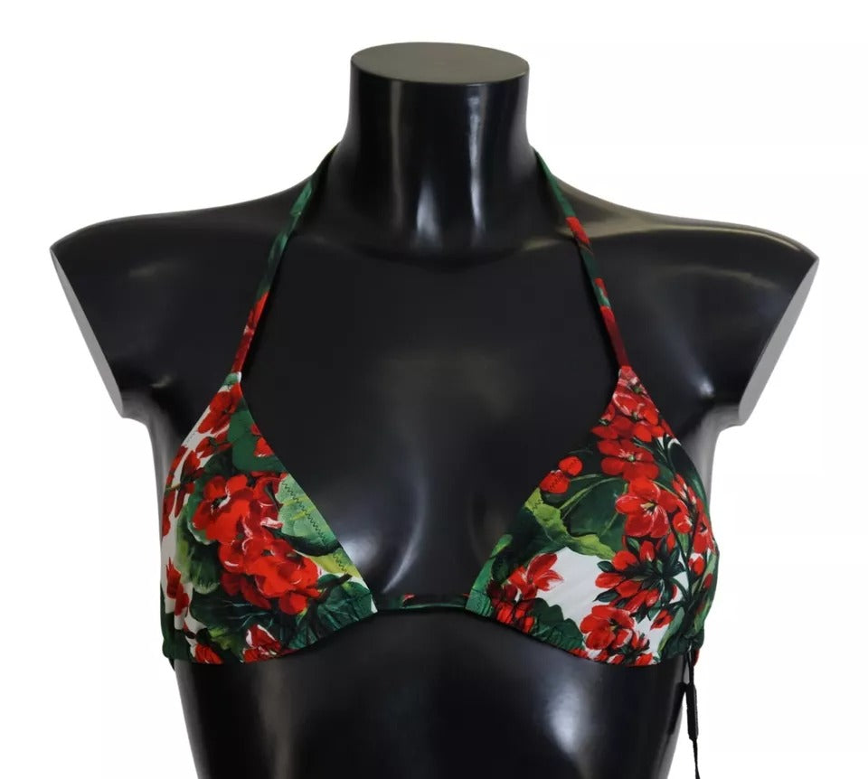 Multicolor Geranium Halter Beachwear Bikini Top