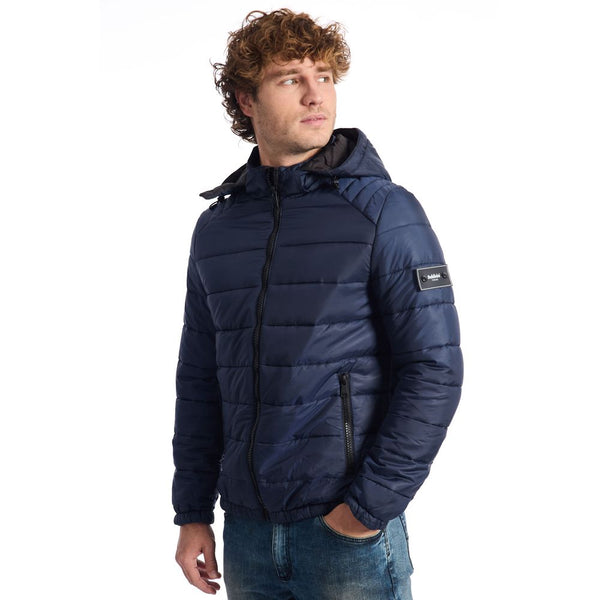 Blue Polyester Men's Quilted Jacket