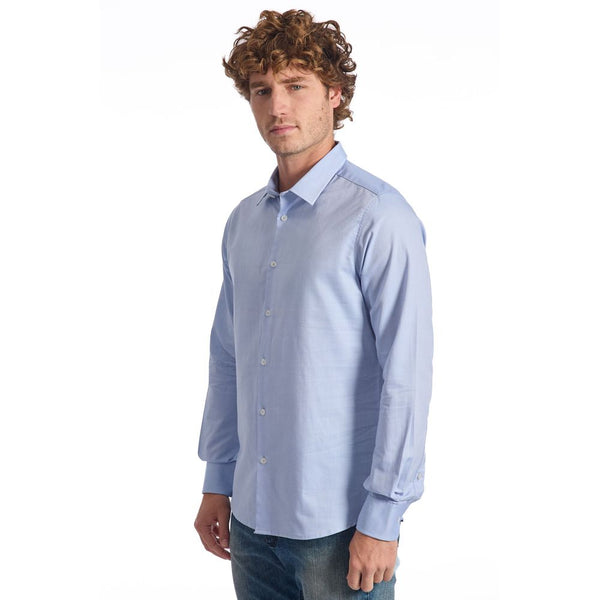 Camicia da uomo in cotone azzurro