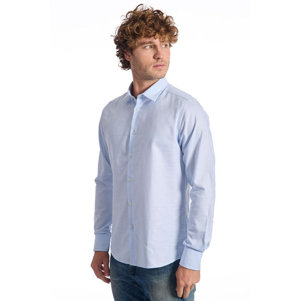 Camicia da uomo in cotone azzurro