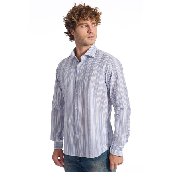 Camicia da uomo in cotone azzurro