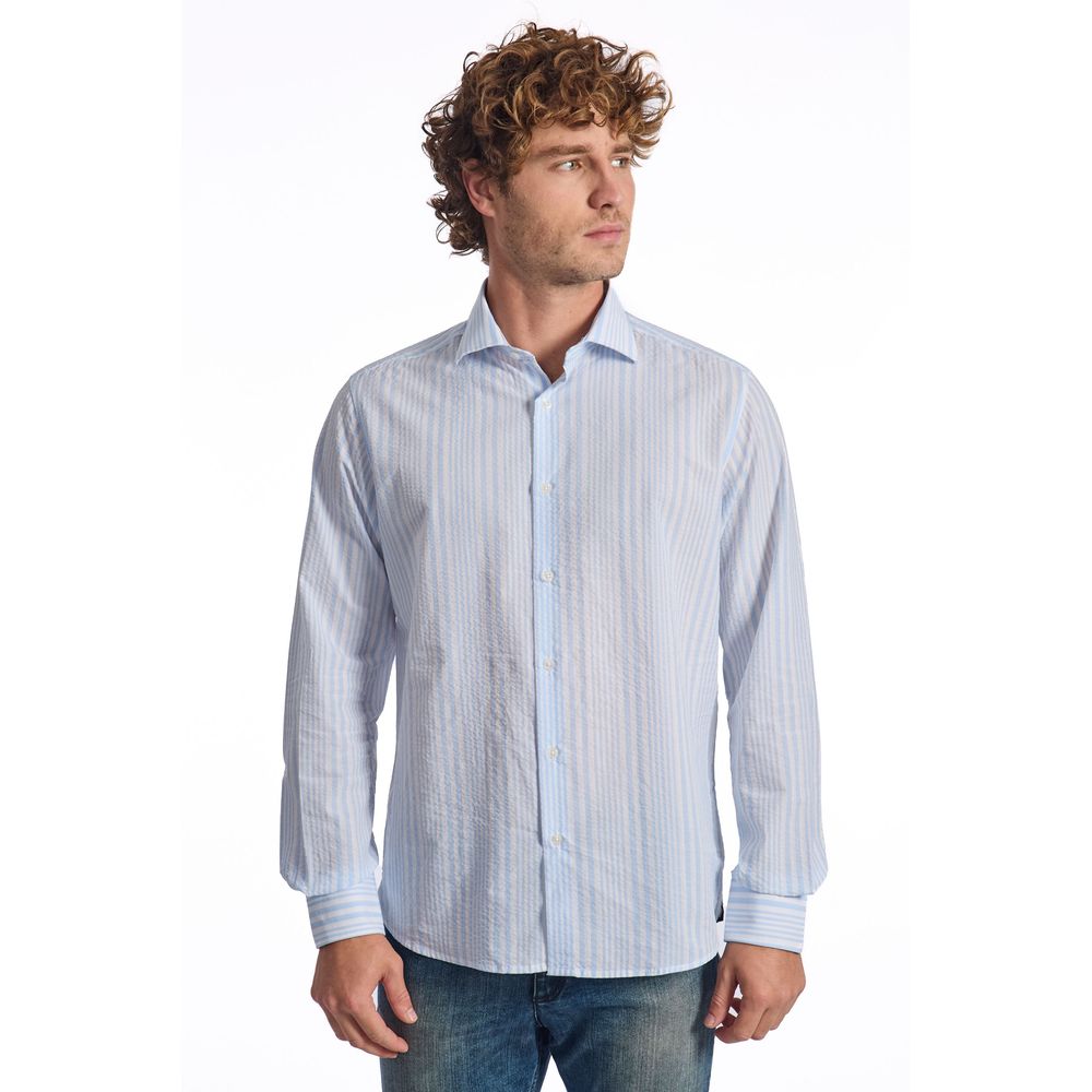 Camicia da uomo in cotone azzurro