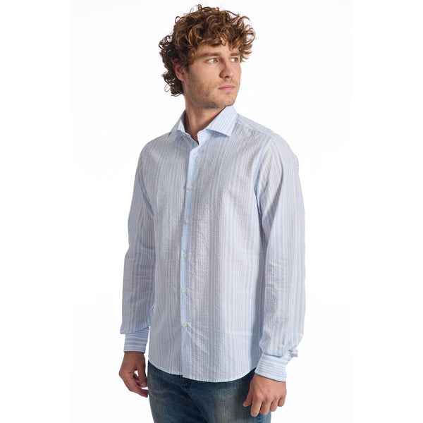 Camicia da uomo in cotone azzurro