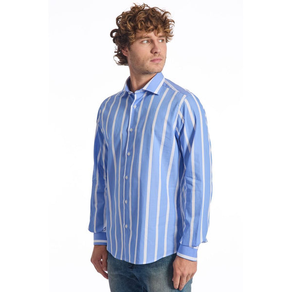 Camicia da uomo in cotone azzurro