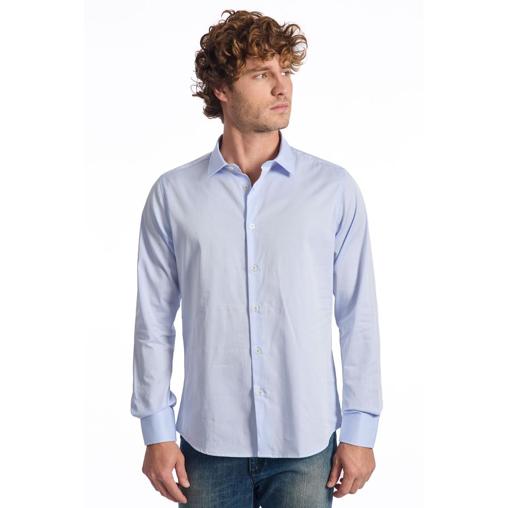 Camicia da uomo in cotone azzurro