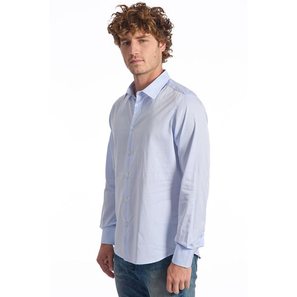 Camicia da uomo in cotone azzurro