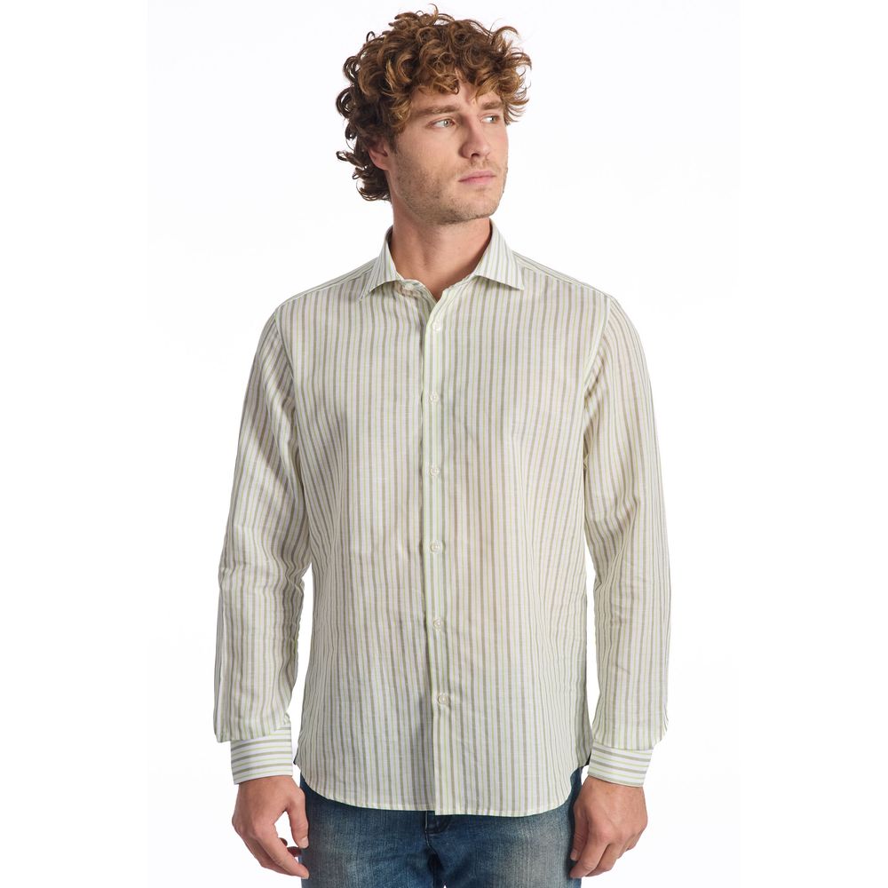 Camicia da uomo in cotone beige