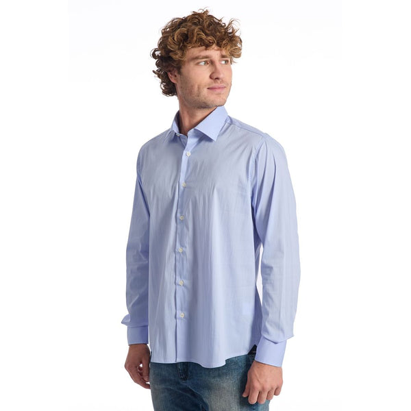 Camicia da uomo in cotone azzurro