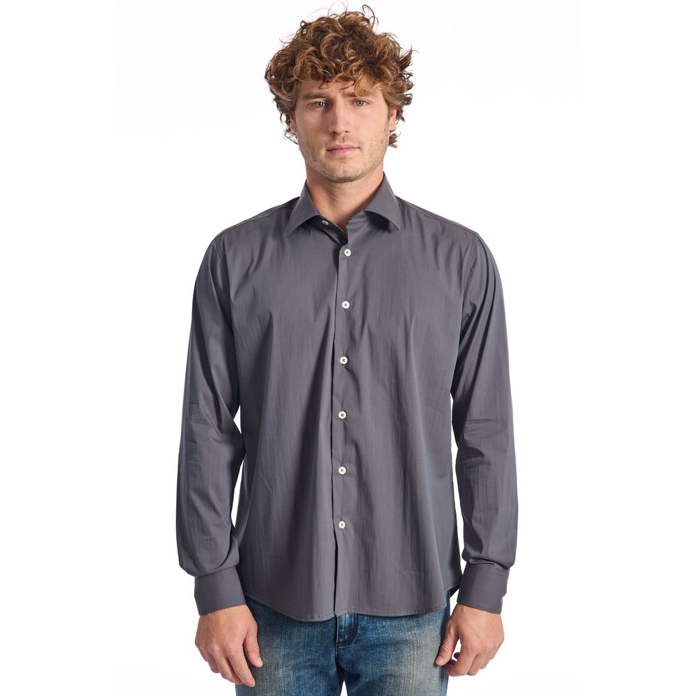 Camicia da uomo in cotone grigio