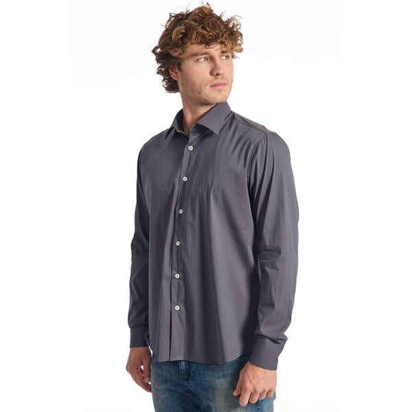 Camicia da uomo in cotone grigio