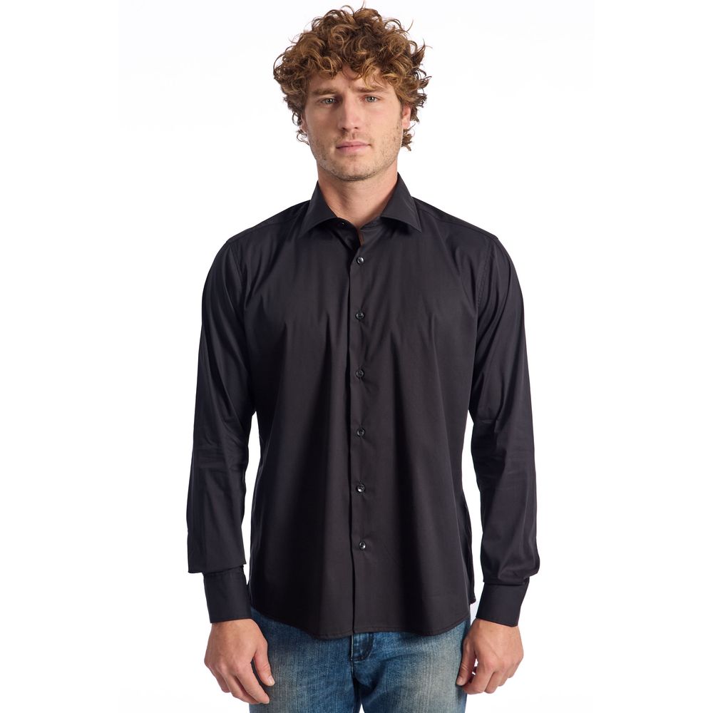 Camicia da uomo in cotone nero