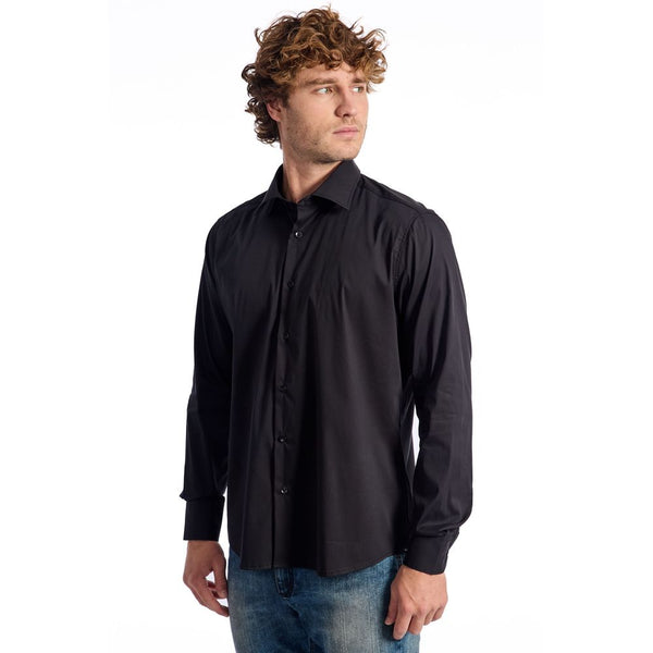 Camicia da uomo in cotone nero