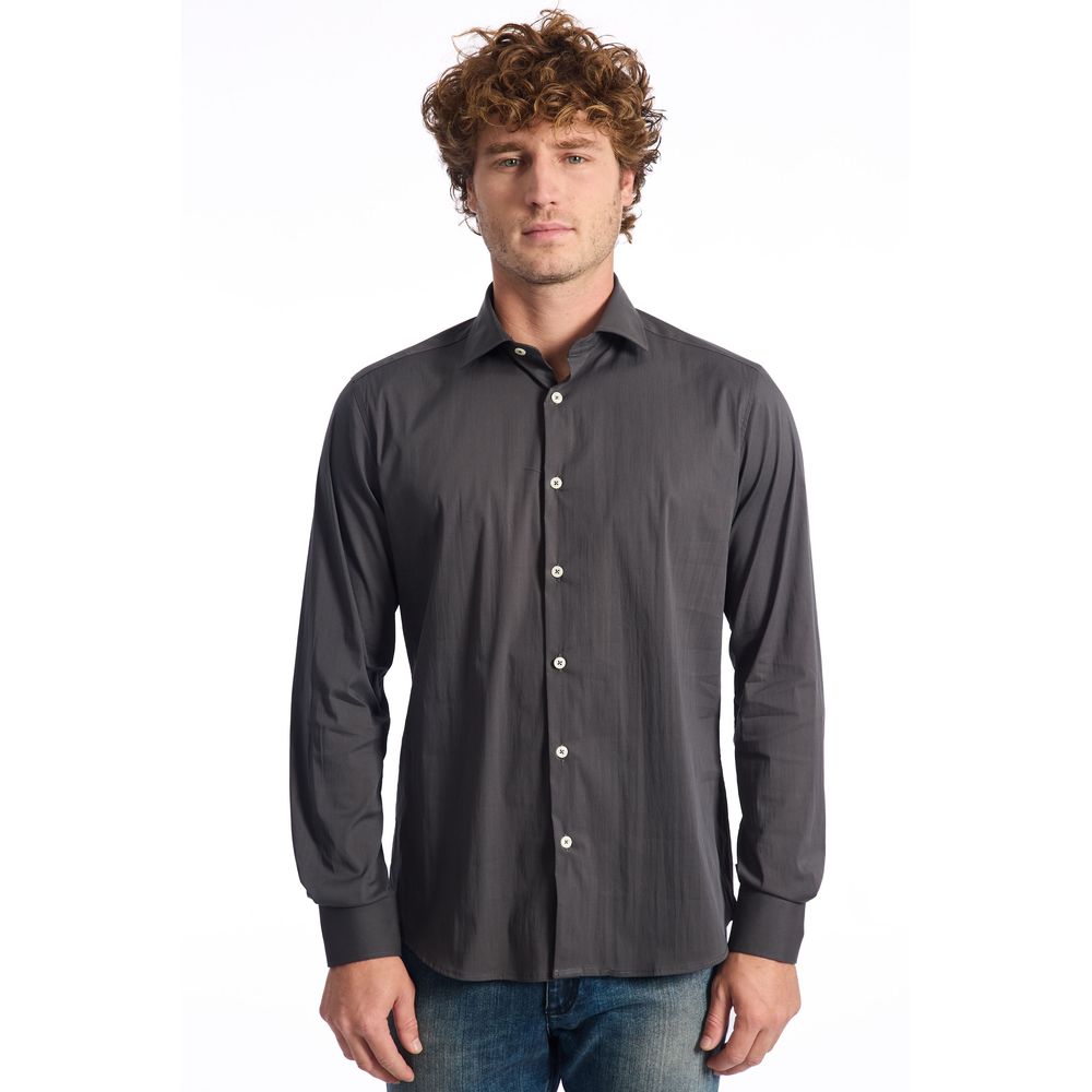 Camicia da uomo in cotone grigio