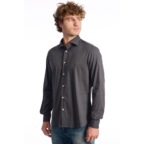 Camicia da uomo in cotone grigio