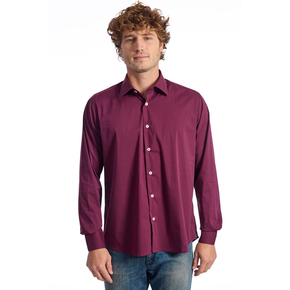 Camicia da uomo in cotone bordeaux