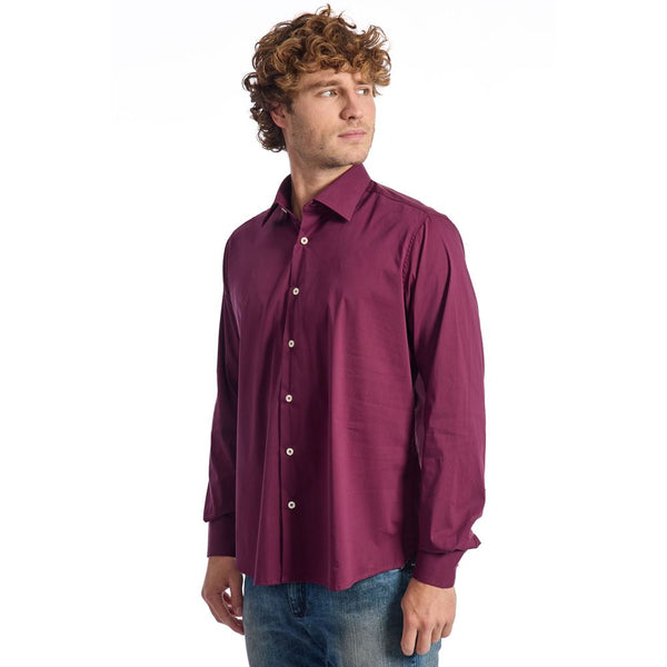 Camicia da uomo in cotone bordeaux