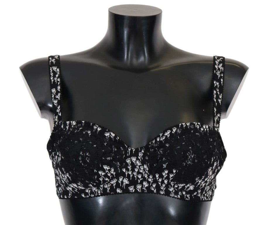 Reggiseno elegante in pizzo nero e seta