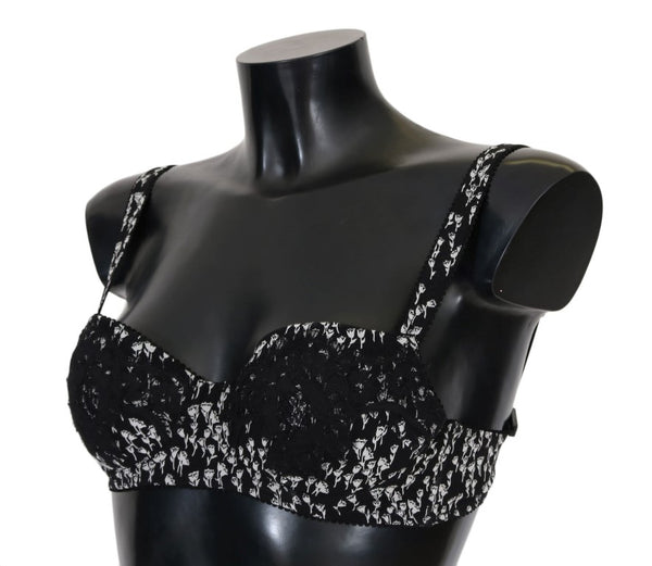 Reggiseno elegante in pizzo nero e seta